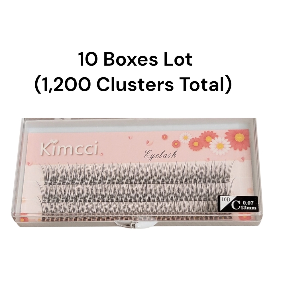 1200 Cluster False Eyelashes C Curl 0.07 13mm Individual Lashes Kimcci – 10 Box
